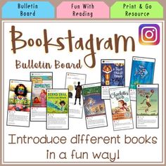 bookstagramm bulletin board with pictures of children's books and text on it