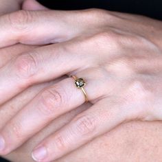 An 18k yellow gold ring with a bezel set, square, 0.80ct brown diamond set in a four scallop bezel. Stone measures about 1/4" x 1/4", including the bezel. Size 5 1/4". Handcrafted in Hudson Valley, NY, U.S. Ring Brown Diamond, Classic 14k Gold Brown Ring, 14k Gold Brown Ring, Brown 14k Gold Rings Fine Jewelry, Fine Jewelry Brown Diamond Ring, Brown Diamond Ring, Bezel Ring, Yellow Gold Setting, Brown Diamond