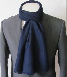 Handsome double lined scarf with fine tassels.Scarf measures 12 inches wide by 70 inches long Classic Blue Scarf For Fall, Elegant Solid Color Winter Scarves, Elegant Blue Shawl For Fall, Elegant Blue Fall Shawl, Classic Solid Color Formal Scarves, Classic Formal Scarves For Fall, Classic Business Scarves For Fall, Classic Silk Scarf For Winter Formal, Classic Winter Silk Scarf For Formal Occasions