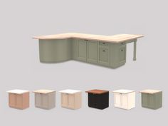 an image of a kitchen counter top with different colors and finishes on it's sides