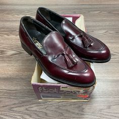 Footjoy Classics 74369 Burgundy Calf Skin Tassel Loafers Dress Shoes Size 9 C! The Box Is Not The Original Box, These Are Not Shell Cordovan. Nos New Old Stock! New In Box! Please Make Reasonable Offers And Bundle! Ask Questions! :) Formal Wingtip Leather Shoes With Tassels, Formal Wingtip Oxfords With Tassels, Formal Oxfords With Tassels And Round Toe, Formal Tassel Oxfords With Round Toe, Formal Wingtip Dress Shoes With Tassels, Formal Slip-on Oxfords With Tassels, Formal Wingtip Tassel Loafers For Fall, Formal Tassel Loafers For Fall, Formal Loafers With Tassels And Closed Toe