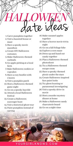 Halloween isn’t just for trick-or-treating kids or epic costume parties; it’s also the perfect excuse for some spooky yet adorable date nights. Halloween Date Ideas For Couples, Date Ideas With Boyfriend, Halloween Date Ideas, Ideas With Boyfriend, Date Ideas For Teens, Boyfriend Halloween, Date Ideas Aesthetic, Haunted House Tour, Costumes Couples Halloween