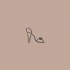 a drawing of a high heeled shoe with a bow on the tip, against a beige background