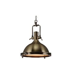 an antique style pendant light fixture with a metal dome and chain hanging from the ceiling