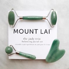 A breath of calmness in your busy life. A daily ritual = an act of self-care. The ultimate facial experience featuring two never-been-released products that are exclusive to this set. The dual-ended face roller helps energize and de-puff the skin. The spherical mini jade roller provides a more targeted message and the gua sha tool lifts and contours the face. This set includes: ↠ Exclusive Dual-Ended Jade Smooth + Textured Facial Roller ↠ Exclusive Spherical Targeted Jade Facial Roller Mini ↠ Be Roller And Gua Sha, Gua Sha Facial, Gua Sha Tools, Jade Roller, Face Roller, Skin Prep, Facial Roller, Skincare Tools, Face Massage