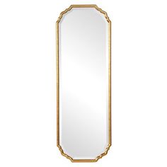 a gold framed mirror on a white background