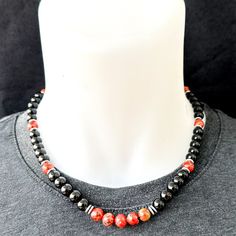 ► ► If you are looking for a healing balance choker necklace, this product is for you! ► Size and details: ► ► Necklace Designed with stainless steel rope. Not parachute rope or fishing rod! It is extra durable and AAA quality. ► ► The necklace is designed with 8mm black Onyx stones, 8mm red unakite stones and 6mm silver Hematite stones. ► ► ► Closing Type; Silver Closure Buckle ► ►The necklace has an adjustable chain. Extra chains will be added to purchased Orders. ► If you want a different des Hematite Bead Necklaces As Gifts, Hematite Bead Necklace As A Gift, Black Necklace With 8mm Beads As Gift, Hematite Necklaces With Natural Stones For Gift, Hematite Natural Stone Necklaces For Gifts, Adjustable Hematite Necklace For Gift, Hematite Natural Stones Necklace For Gift, Hematite Necklace With Black Beads As Gift, Gift Hematite Necklace With Black Beads