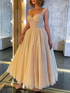 Ball Gown Prom Dresses Corsets Dress Wedding Party Ankle Length Sleeveless Spaghetti Strap Tulle with Glitter Sequin 2023 2023 - US $142.99 Tea Length Prom Dress, Corset Dress Prom, Wedding Flower Girl Dresses, Sweetheart Prom Dress, Wedding Dresses Corset, Prom Dresses Modest, Sequin Prom Dresses, Prom Dresses Online, فستان سهرة