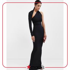 in stock Black Spring Gala Gown, Black Gown For Spring Gala, Black Evening Gown For Spring, Black Fitted Chic Gown, Chic Black Fitted Gown, Chic Black One Shoulder Gown, Chic Black One-shoulder Gown, Black Formal Gown For Spring, Black Gown For Formal Spring Events