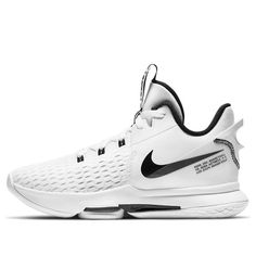 the nike zoom basketball shoe is white with black and grey details on the upper part