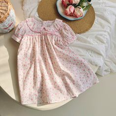 Floral Dress For Children, Kids Pink Floral Dress, Baby Boutique Clothing, Long Romper, Childrens Dress, Dress For Girls, Pink Floral Dress