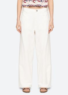 Elena Jeans – Sea, New York Oversized Straight Leg Jeans For Workwear, Modern Cropped Cotton Jeans With Tapered Leg, White Relaxed Fit Cropped Jeans With Tapered Leg, Modern Tapered Leg Cropped Cotton Jeans, Spring Baggy Rigid Denim Pants, Relaxed Fit Wide-leg Cropped Jeans With Five Pockets, Oversized Straight Leg Rigid Denim Bottoms, Spring Relaxed Fit Pants, Wide-leg Cropped Cotton Jeans With Five Pockets