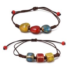 PRICES MAY VARY. Attached with colorful heart and cubic beads, this stylish hippie bracelet show the wearer's connection to nature and dream, the simplicity of natural things rather than artificial constructs. Carefully crafted with ceramic ornaments, along with suede leather wrap, this unique statement beaded bracelet offers greater strength, ductility, flexibility or durability that can last for many years to come. The small fashionable bracelet comes in great size for everyone: the cord's len Colorful Bead Bracelets, Hippie Bracelet, Natural Things, Leather Cord Bracelets, Ceramic Heart, Hippie Bracelets, Colorful Ceramics, Bracelet Online, Bracelet Boho