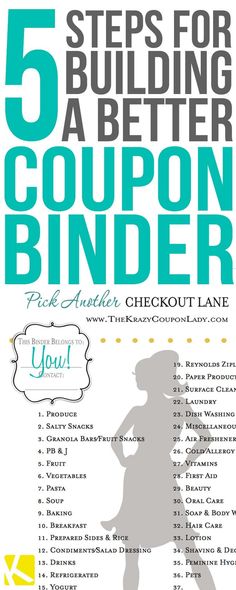 the 5 steps for building a better coupon binder with instructions to use it