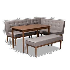 Baxton Studio Arvid Mid-Century Modern Gray Fabric Upholstered 4-Piece Wood Dining Nook Set FredCo theFredCo Enjoy Weekend, Nook Dining, Breakfast Nook Dining Set, Nook Dining Set, 3 Piece Dining Set, Dinning Set, Mid Century Modern Dining, Inspire Me Home Decor, Wood Patio