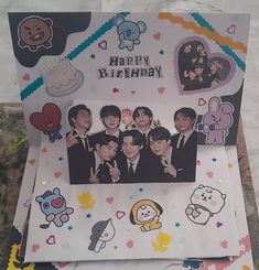 a birthday card with an image of the korean idol group btobi on it