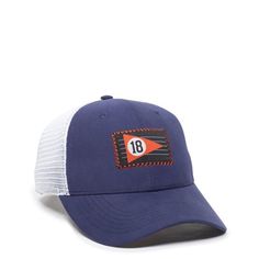 This navy Golf hat is the perfect accessory for your next round of 18 holes. The soft, microfiber fabric is unlike anything you have seen on a ball hat before. The golf flag patch pops with its red stitching. This classic hat will complement any look, even if youre only there to drive the cart. Size: OSFM. Color: Blue. Gender: male. Age Group: adult. Navy Flat Bill Hat For Baseball Season, Navy Breathable Sports Hat, Breathable Navy Sports Hat, Navy Six-panel Outdoor Hat, Navy Six-panel Baseball Cap For Baseball Season, Navy Six-panel Baseball Cap For Sports Events, Navy Six-panel Baseball Cap For Sports, Navy Trucker Hat For Sports With Curved Brim, Navy Curved Brim Baseball Cap For Sports Events