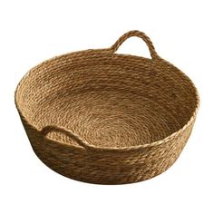 a large woven basket with handles on the bottom and handle is shown in front of a white background