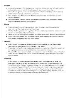 Second of two, summary of 'Lord of the Flies' with themes and symbols. Lord Of The Flies Revision, An Inspector Calls Act One Summary, An Inspector Calls Plot Summary, Gcse Power And Conflict Poems Revision, Revision Gcse, English Gcse, Book Scenes, Gcse English Literature