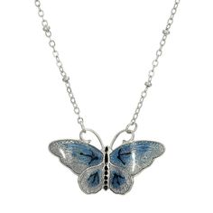 This glamourous silver tone and enamel butterfly pendant necklace from 1928 will give your outfits a feminine edgy vibe that's truly charming. This glamourous silver tone and enamel butterfly pendant necklace from 1928 will give your outfits a feminine edgy vibe that's truly charming. NECKLACE DETAILS Pendant length: 1.5 in. Chain length: 16 in. with 3-in. extender Clasp: lobster-claw Metal: alloy Plating: silver tone Finish: polished Not appropriate for children 14 years old and younger. Size: Enamel Butterfly, Chic Fashionista, 1928 Jewelry, Purple Hands, Vintage Inspired Jewelry, Butterfly Pictures, Butterfly Pendant Necklace, Enamel Necklaces, Necklace Online