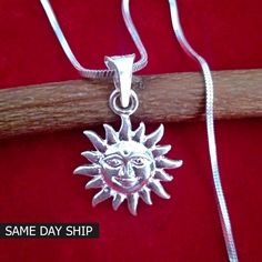 "Silver Sun Necklace, Sterling Silver Sun Face Charm, Celestial Jewelry, Smiling Sun Pendant, Summer Sun, Happy Sun, Silver Sunface Jewelry ➤ PRODUCT DETAILS ✦ Item Code:--------- GJP-1055 ✦ Item Weight:------- 1.70 grams (Approx.) ✦ Metal:---------------- Pure Silver ✦Item Dimension (L x W ) 2.60 x 1.50 cm (Approx.) ✦Chain Length 20\" Inch, Weight 4.90 grams Note:- All the items appear larger than actual in size so please check measurements carefully before purchase. THIS PRODUCT CAN BE GIFTED ON THE FOLLOWING OCCASIONS:- Birthday Gift, Anniversary Gift, Wedding Gift, Baby Shower Gift, Graduation Ceremony, Friendship Day Gift, Daughter's Day Gift, Independence Day, Mother's Day Gift, Housewarming Gift, omen's Day Gift, Father's Day Gift, Easter Gift, Valentine's Day Gift, Black Friday, Th Smiling Sun, Friendship Day Gifts, Happy Sun, Sun Face, Sun Necklace, Daughters Day, Sun Pendant, Celestial Jewelry, Graduation Ceremony