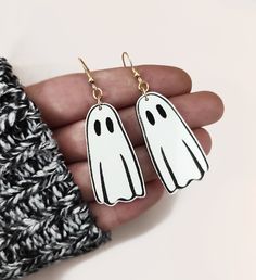 Novelty White Dangle Jewelry, White Novelty Dangle Jewelry, Novelty White Pierced Jewelry, Novelty White Earrings For Pierced Ears, Spooky White Earrings For Halloween, Novelty White Earrings As A Gift, Novelty White Earrings For Gifts, Spooky White Halloween Jewelry, Novelty White Dangle Earrings