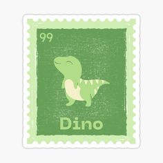 a postage stamp with an image of a dinosaur on it's back and the word dino