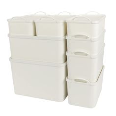 PRICES MAY VARY. 【Set of 8 Plastic Storage Bins】Includes 8 pack storage bins, 1 extra large, 1 large, 2 medium and 4 small. Extra Large Size: 14 x 10 x 9.4 inches. Large Size: 14 x 10 x 6 inches. Medium Size: 10 x 7 x 6 inches. Small Size: 10 x 7 x 4 inches. These various sizes cater to your storage needs for items of all sizes 【Durable & Aesthetic】Crafted from premium PET plastic, these lidded plastic containers are not just durable but also visually appealing in a chic white color, enhancing t Baskets For Closet, Organization Bins, Cube Drawers, White Bin, White Storage Box, Plastic Storage Totes, Storage Bins With Lids, Kitchen Containers, Closet Cabinets