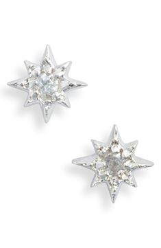 Be a star in these handcrafted celestial earrings that sparkle with white-sapphire centers and sterling silver settings. 1/8" diameter Sterling silver/white sapphire Made in Canada Celestial Earrings, Star Stud Earrings, Star Earrings Stud, Star Studs, North Star, White Sapphire, Silver Earrings Studs, Sapphire, Jewelry Earrings