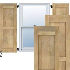 three different types of wooden doors and windows