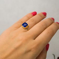 "Blue Lapis Lazuli Stackable Ring, available in 18K Gold Vermeil or 925 Sterling Silver. Please select size and metal option from drop down menu. This listing is for the following 1 (ONE) ring: ✦Gemstone: Lapis Lazuli ✦Stone Cut: Round, Square, or Teardrop ✦Stone Size: Approximately 9mm (0.35\") ✦Metal: 18K Gold Vermeil or 925 Sterling Silver *Because we use natural stones, the stones may vary slightly in shape, size and color. *Each item is packaged individually in a GIFT BOX Please view my ful Blue Stackable Enamel Ring, Elegant Blue Enamel Ring With Gemstone, Blue Open Ring Crystal Birthstone, Blue Birthstone Crystal Open Ring, Blue Sapphire Stackable Birthstone Ring, Blue Sapphire Birthstone Ring, Blue Enamel Ring With Gemstone In Fine Jewelry Style, Blue Sapphire Stackable Gemstone Rings, Yellow Gold Lapis Lazuli Gemstone Rings