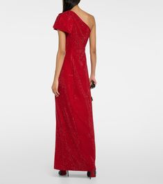 One-shoulder diamanté-embellished gown in red - Roland Mouret | Mytheresa Luxury Embellished Maxi Dress For Formal Occasions, Holiday One-shoulder Wedding Dress, Holiday One Shoulder Wedding Dress, One Shoulder Wedding Dress For Holiday, Holiday Wedding One-shoulder Dress, Glamorous One-shoulder Dress For Red Carpet, One-shoulder Embellished Cocktail Gown, Formal One-shoulder Embellished Dress, One Shoulder Formal Holiday Dress