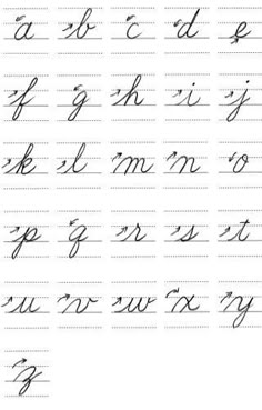 the upper and lowercase letters are lined with cursive writing