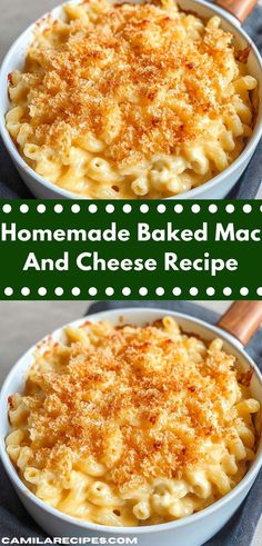 homemade baked macaroni and cheese recipe in a bowl