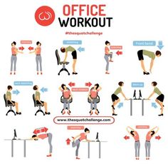 an office workout is shown in this graphic