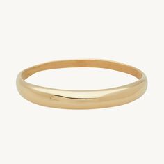 This stackable ring is a gentle nod to an older era with soft, dome-like curves and some welcome heft. Made of solid 14k gold. Extra sweet as a pinky ring. 
Available in solid 14k yellow, rose or white gold, tapered 2mm band 14k Gold Rings With Smooth Thick Band, 14k Gold Stackable Rings With Smooth Bezel, Elegant Stackable Dome Ring With Thick Band, Classic Domed Dome Ring For Everyday, Classic Stackable 14k Gold Dome Ring, Classic 14k Gold Stackable Dome Ring, Classic Stackable Rings With Polished Finish, Modern 14k Gold Domed Ring, 14k Gold Polished Dome Ring