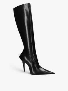 Balenciaga leather heeled boots100% leatherZip fasteningClosed toe, pointed toe, pointed counter, stiletto heel, silver-tone hardwareHeel height 4"Specialist leather cleanUpper: 100% leatherLining: 100% leatherSole: 100% leather Chic High Cut Leather Heeled Boots, Chic High-cut Leather Heeled Boots, Pointed Toe Fitted Heeled Boots For Office, Fitted Knee-high Boots With Pointed Toe For Office, Fitted Pointed Toe Heeled Boots For Office, Fitted Heeled Boots With Pointed Toe For Office, Fitted Knee-high Boots With Sculpted Heel And Pointed Toe, Fitted Knee-high Boots With Pointed Toe, Modern Fitted Boots With Pointed Toe