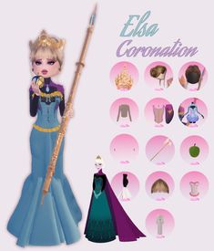 Doll Code Dress To Impress, Elsa Coronation Dress, Coronation Outfit, Dresses For Dolls, Elsa Outfit, Elsa Coronation, Frozen Outfits, Royalty Crown