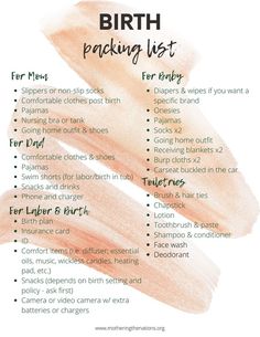 the birth packing list for moms