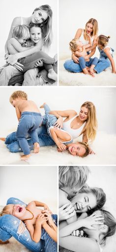 a collage of photos with people hugging each other in different poses and posing for the camera