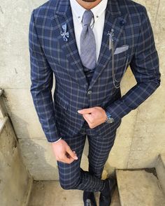 Tailored Blue Three-piece Suit With Long Sleeves, Fitted Blue Three-piece Suit With Long Sleeve, Blue Fitted Three-piece Suit With Long Sleeves, Navy Fitted Suit With Long Sleeves, Navy Fitted Long Sleeve Suit, Navy Fitted Long-sleeve Suits, Navy Fitted Business Suit Set, Navy Fitted Business Sets, Blue Slim Fit Business Sets