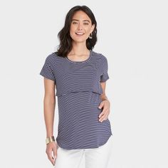 There's so much to love about this everyday maternity tee—an easy fit, a flattering crew neck, and enough soft stretch for a growing belly. After baby, you'll love it even more: the top panel lifts for easy and discreet breastfeeding or pumping. Wear it throughout your pregnancy and well into motherhood with shorts, denim, leggings, and more. Belly After Baby, Nursing Maternity, Growing Belly, Maternity Tees, Pregnancy Tshirts, Pre Pregnancy, After Baby, Shorts Denim, Denim Leggings