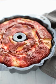 a bundt cake in a pan on a table