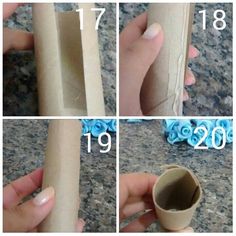 instructions to make a vase out of toilet paper rolls and cardboard tubes, with step - by - step pictures