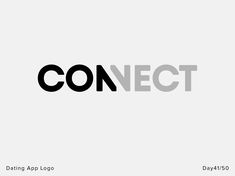 the word connect is shown in black and white