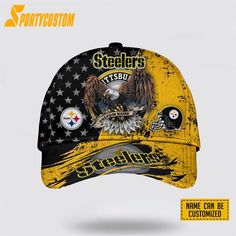 NFL Pittsburgh Steelers Cap 3D Personalized Classic Eagles Hats Show Your Team Spirit In Style - sporty and stylish. Premium material, breathable. Bea... Breathable Curved Bill Hat For Sports Events, Yellow Trucker Hat For Sports, Sporty Yellow Baseball Cap For Sports, Yellow Sports Trucker Hat, Sports Season Trucker Hat, Breathable Sports Cap For Events, Yellow Snapback Sports Hat, Customizable Flat Bill Snapback For Sports, Customizable Sports Hat With Curved Bill