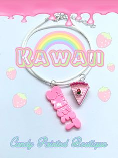 Kawaii Strawberry, Candy Paint, Sweet Necklace, Strawberry Pie, Love Rocks, Leather Necklace, If You Love, Necklace Silver, Silver Necklaces