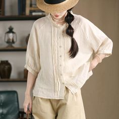 Elegant Summer Blouse In Apricot, Elegant Apricot Summer Blouse, Spring Beige Blouse, Chic Apricot Blouse For Spring, Casual Long Sleeve Apricot Blouse, Vintage Beige Blouse For Spring, Cream Bohemian Blouse For Spring, Bohemian Cream Blouse For Spring, Spring Daywear Beige Blouse