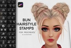 an image of a woman with bun hairstyles for procreate by anannamedia