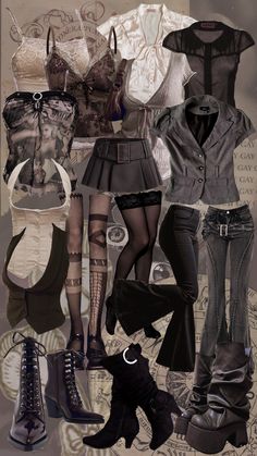 I forgot what this aesthetic is called, dark coquette? #clothes #darkaesthetic #darkcoquette Dark Coquette Casual Outfits, Grungequette Aesthetic, Dark Coquette Aesthetic Outfits, Dark Couqutte Outfits, Gothic Coquette Aesthetic, Vkei Outfits Female, Dark Coquette Fashion, Dark Vintage Outfits, Dark Qocuette